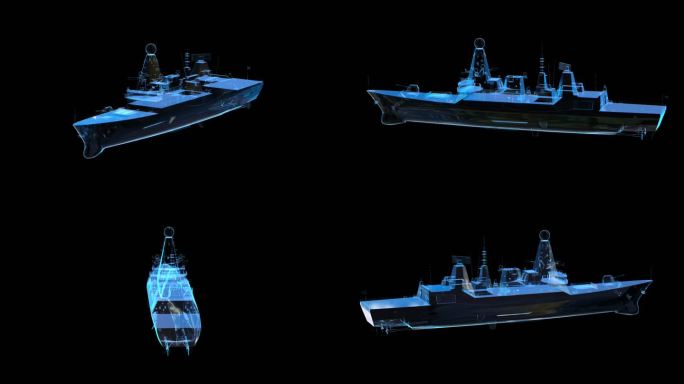 科技全息军舰驱逐舰通道素材