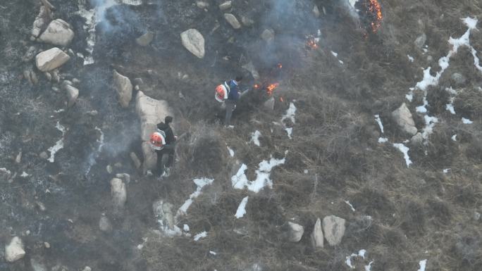 明火山火救援无人机勘察山火野外火警出勤