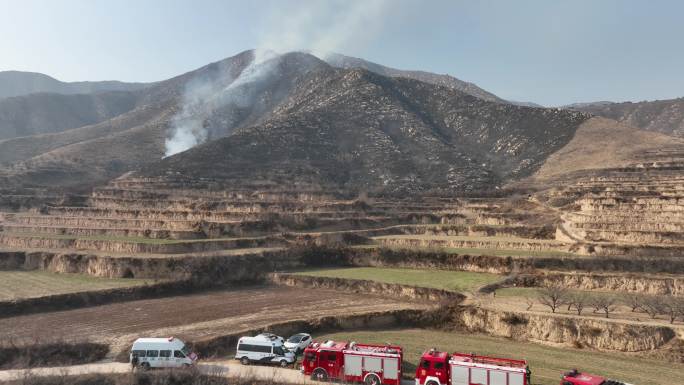 明火山火救援无人机勘察山火野外火警出勤