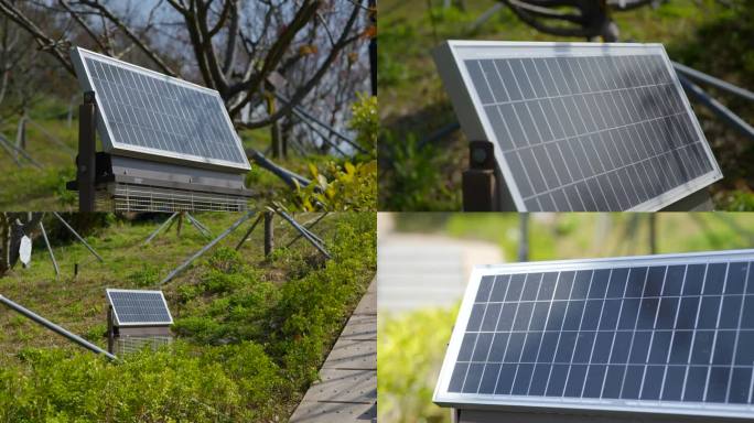 公园太阳能板太阳能应用低碳环保视频素材