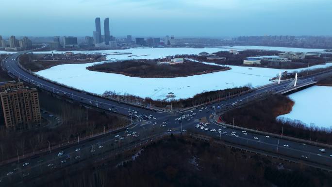 银川市雪景4K航拍