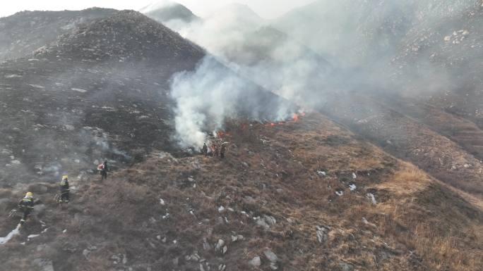 明火山火救援无人机勘察山火野外火警出勤