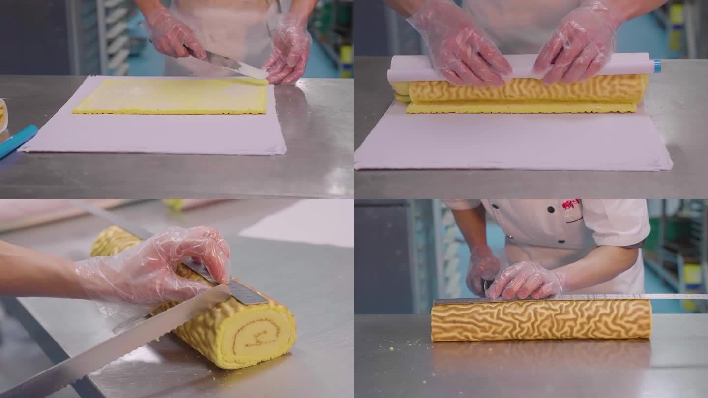 原创高清：虎皮蛋糕卷制作工艺，蛋糕加工
