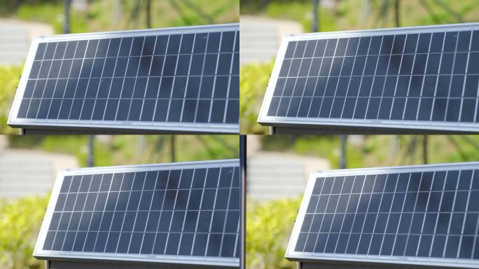 低碳环保公园太阳能路灯太阳能设施实拍素材