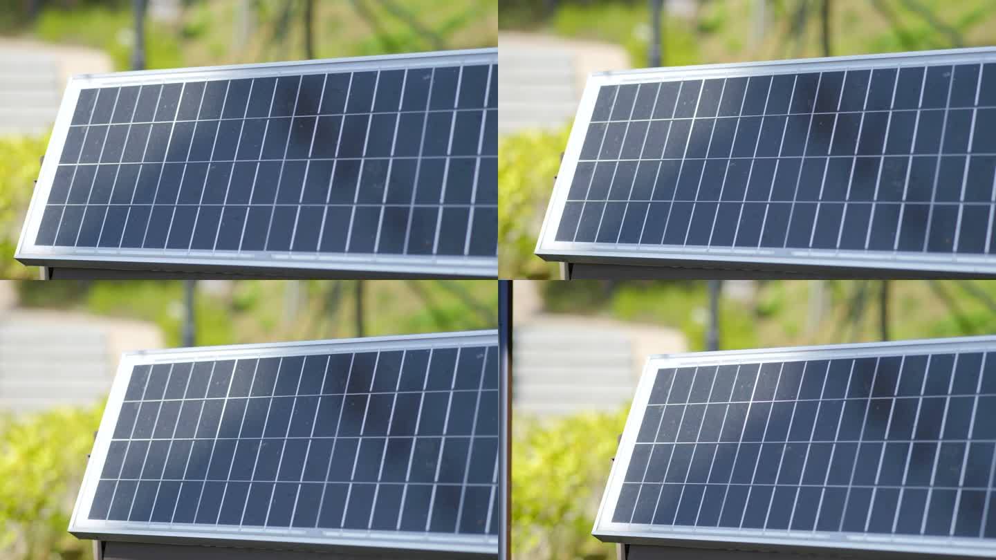 低碳环保公园太阳能路灯太阳能设施实拍素材