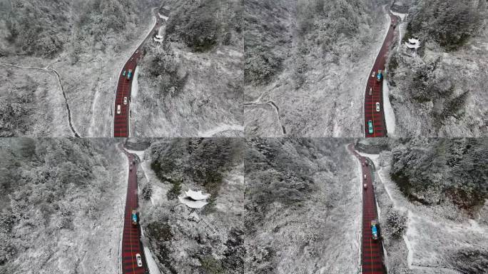 【正版原创实拍】山区盘山公路穿越机雪景