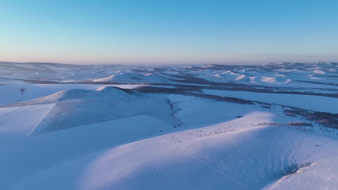 航拍冬季雪域雪原风光