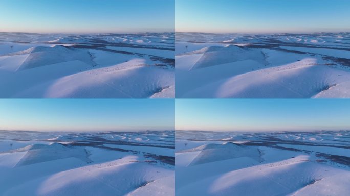 航拍冬季雪域雪原风光