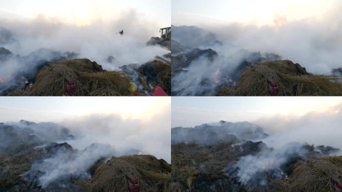 垃圾填埋场着火焚烧垃圾污染环境