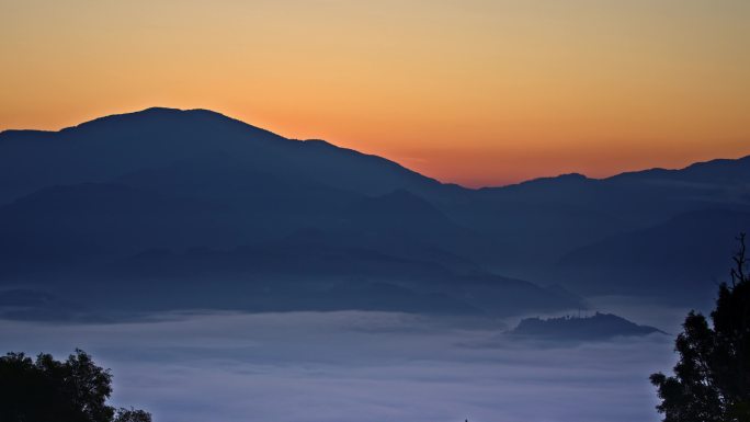 4K日出云海延时云南普洱景迈山景洪