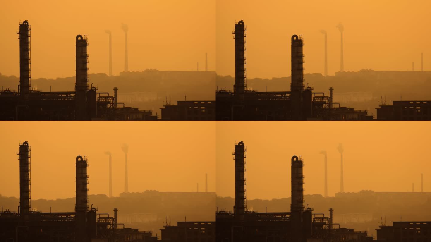 工厂化工厂污染空气昏黄雾霾气候