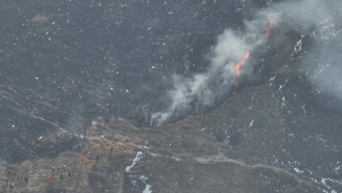 明火山火救援无人机勘察山火野外火警出勤