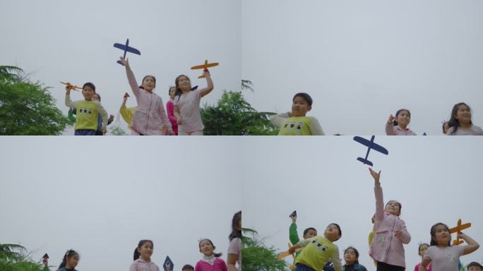 小学生放飞飞机意向灵感画面