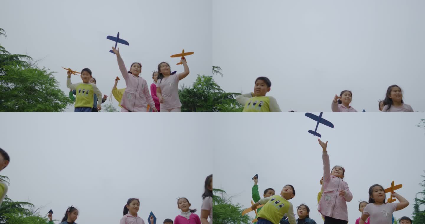 小学生放飞飞机意向灵感画面