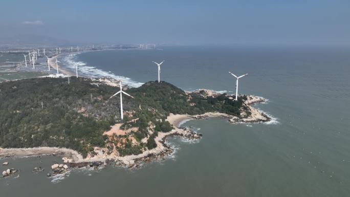 福建漳州市六鳌半岛海岸线自然风光航拍