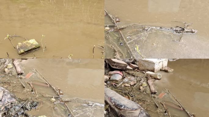 污染废水流走河水污染废水混浊黄泥污水横流