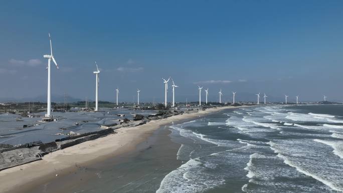 福建漳州市六鳌半岛海岸线自然风光航拍