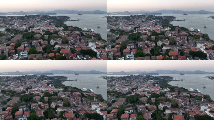 福建厦门鼓浪屿夜景风光航拍