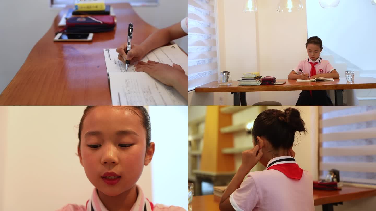 小女孩小学生规范书写护眼日活动