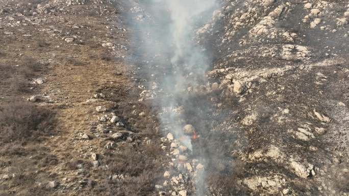 明火山火救援无人机勘察山火野外火警出勤