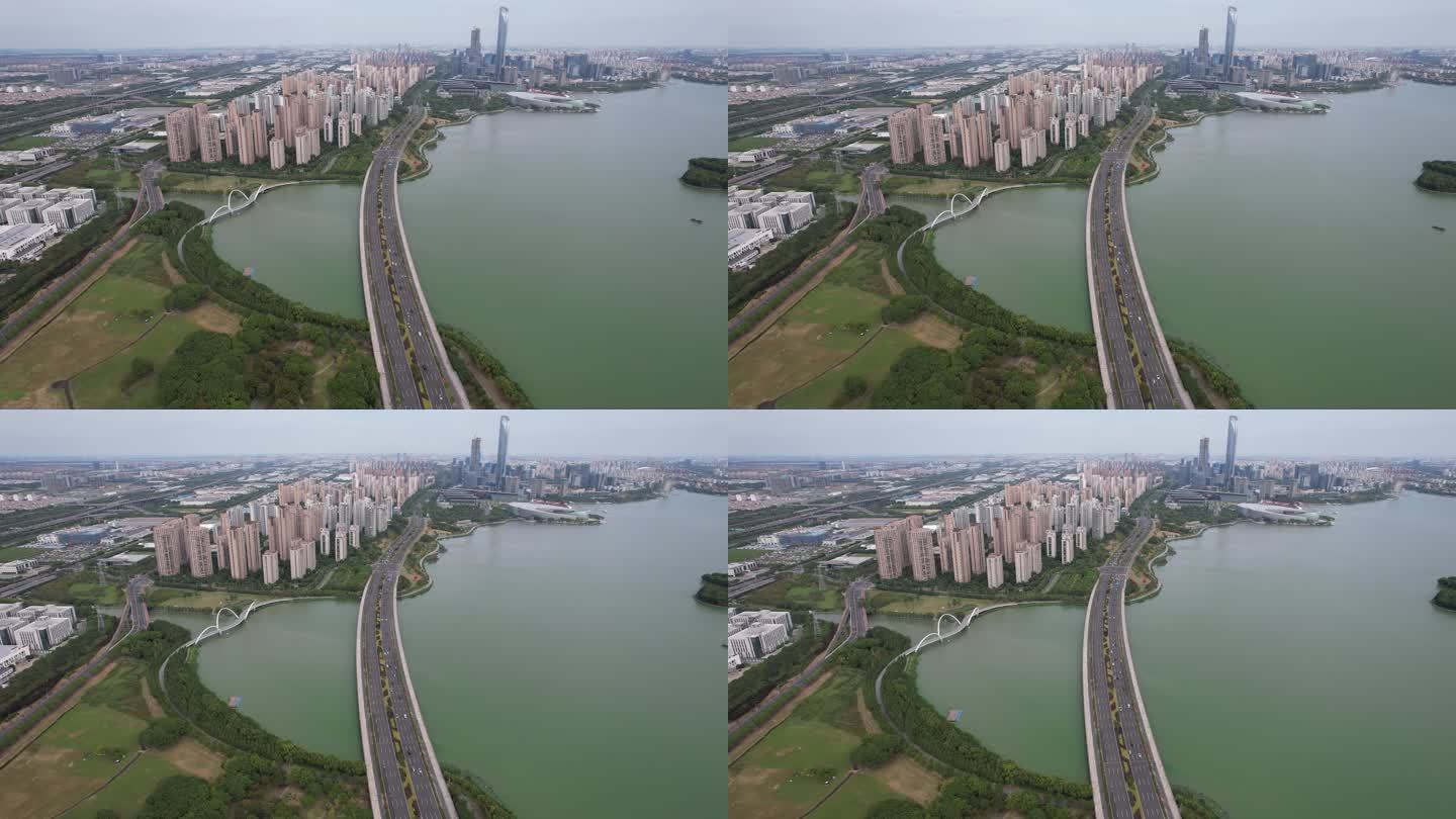 江苏苏州金鸡湖大桥航拍 (3)