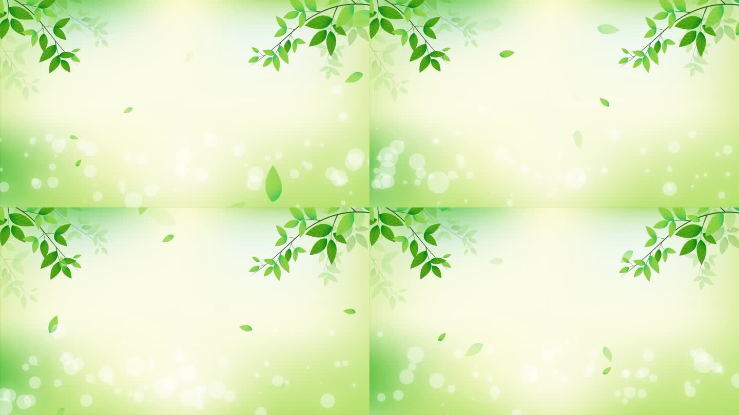 清新绿色树叶粒子光效背景