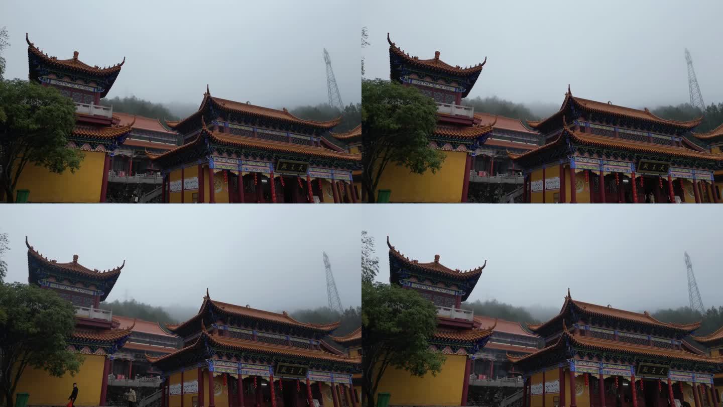 云雾仙境寺庙晨雾