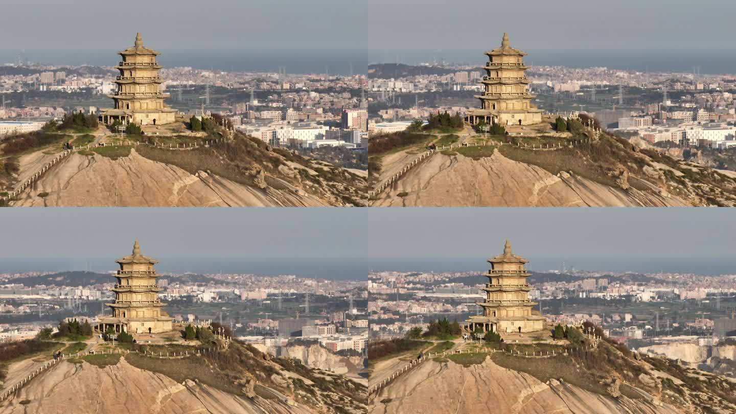 福建泉州市石狮市宝盖山姑嫂塔风光航拍