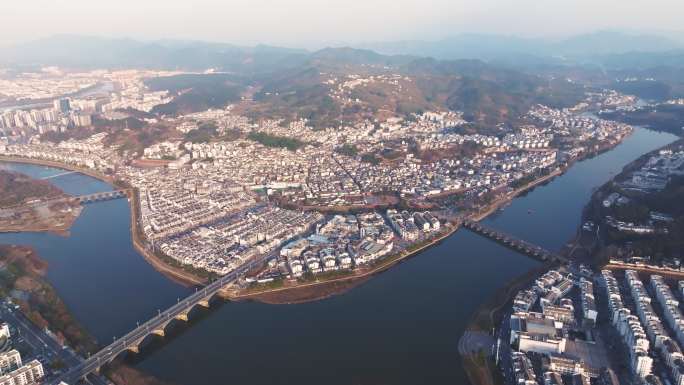 安徽歙县徽州古城航拍风景高清4K