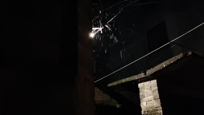 雨巷雨景 夜晚城市一角 恐怖小巷视频