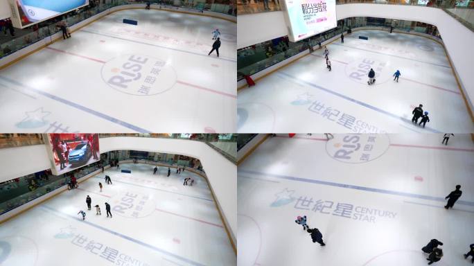 4K室内滑冰场游玩的市民延时空镜