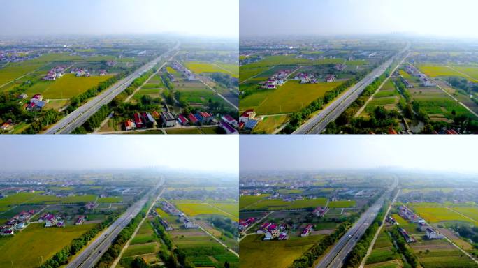 无人机素材高空拍摄新农村