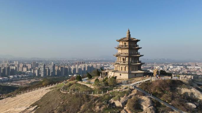 福建泉州市石狮市宝盖山姑嫂塔风光航拍