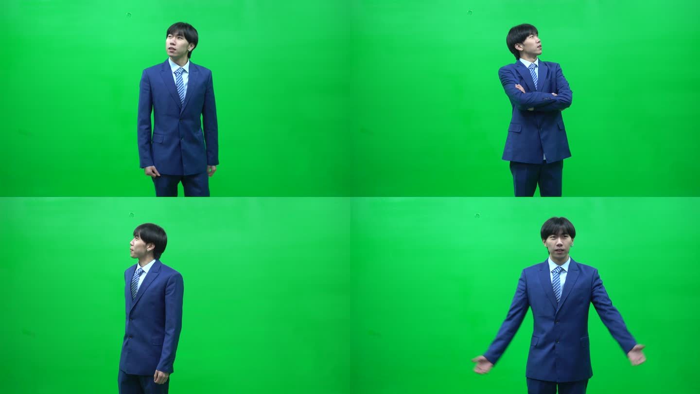 年轻西装男子绿幕展望未来_3840X2160_高清视频素材下载(编号10232025)_影视包装_光厂(VJ师网)