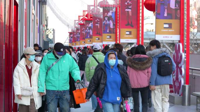 北京西单春节游客 北京过节气氛