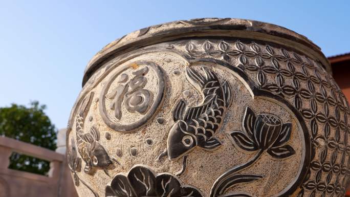 庭院石雕鱼缸花盆