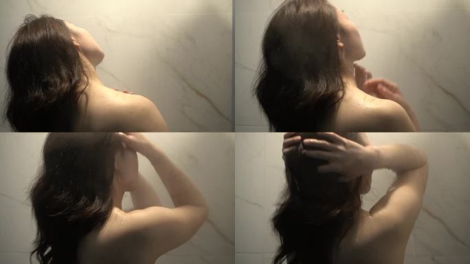 女人洗澡的背影
