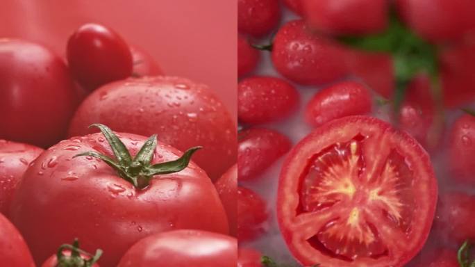 番茄小番茄圣女果泼水高速美食水果竖屏