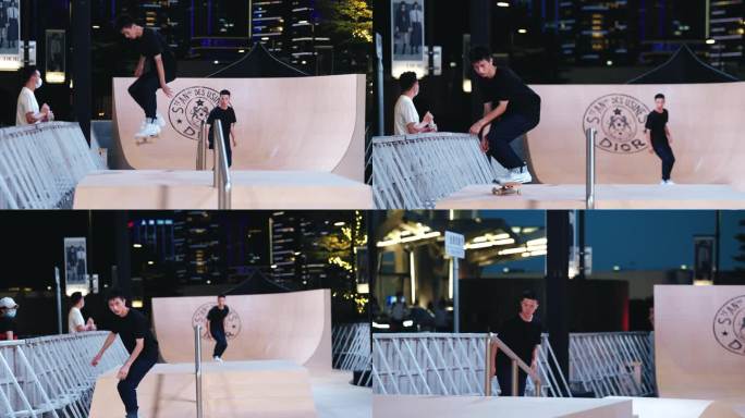 玩滑板的年轻人