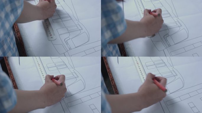 【4K灰度】美女设计电车汽车设计师