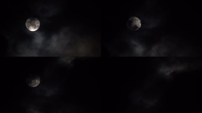 月亮穿过乌云