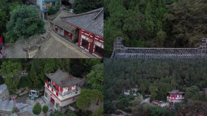 渭南市蒲城县尧山庙寺庙景区航拍4K