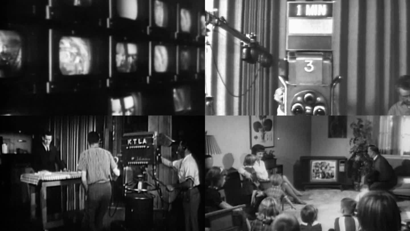 上世纪观众观看电视机制造生产组装生产线
