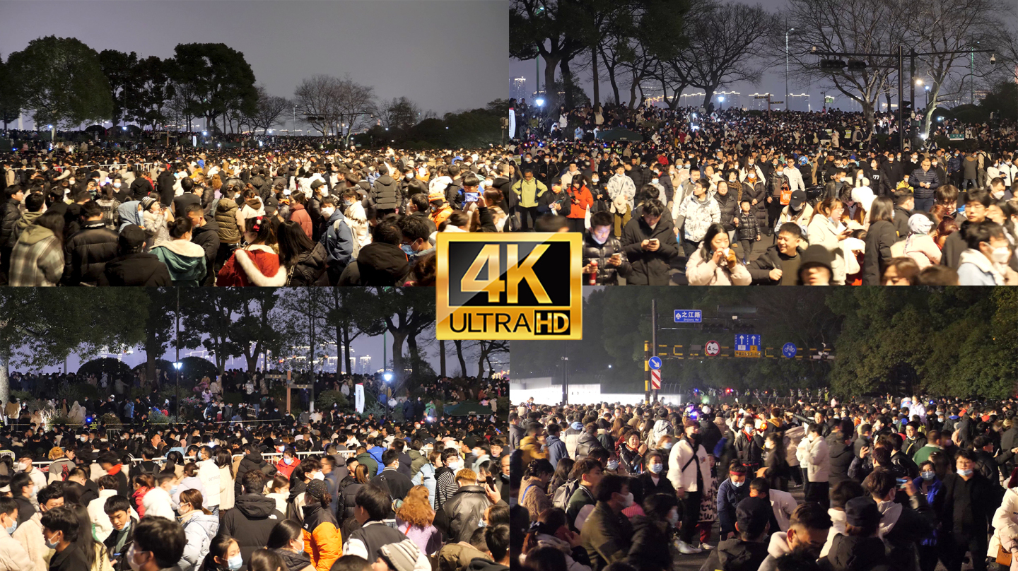 【原创4K】城市路口拥挤的人群