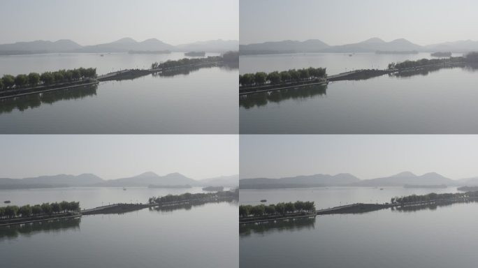 杭州西湖苏堤断桥4k航拍