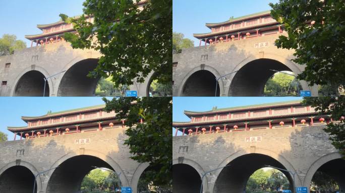 航拍 南京 城门 城墙 古建筑 挹江门