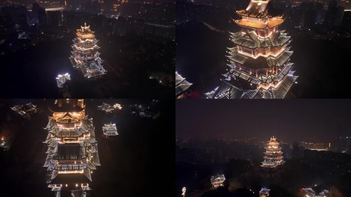 重庆鸿恩寺公园夜景航拍