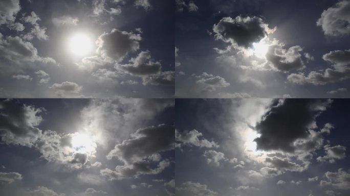 天空太阳云遮日多云天气对流云层