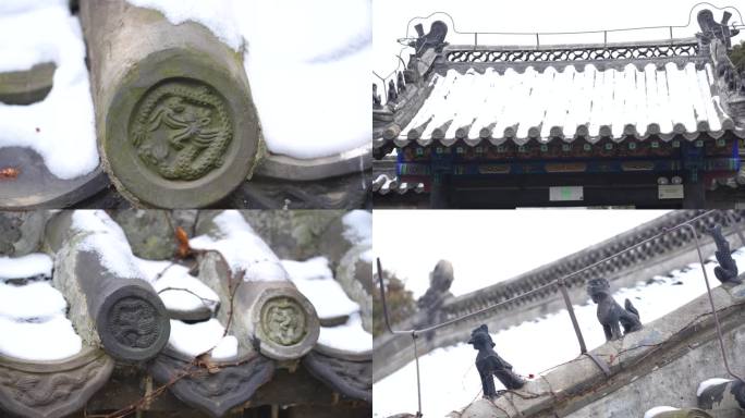 古建筑屋檐白雪，砖瓦写意