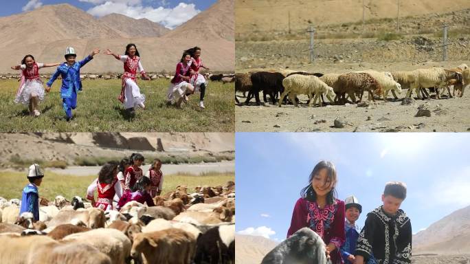 新疆牧民孩子草场牧羊玩耍合集4